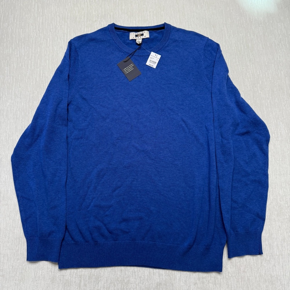Joseph Abboud Sweater Men Large Royal Blue Knit Pima Cotton Pullover Modern Fit